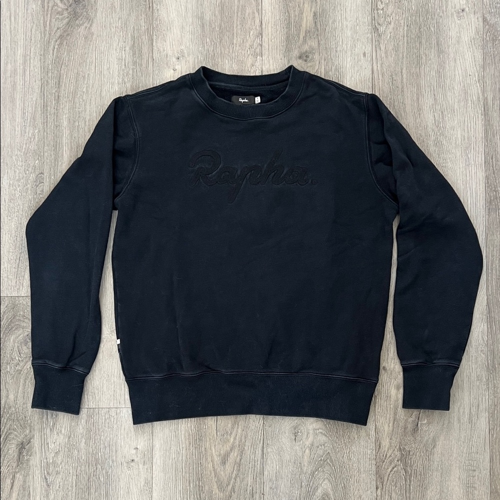 Rapha Chain Stitch Unisex Crewneck Sweatershirt in Black small